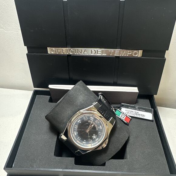 NEW Officina Del Tempo Black Leather Automatic Gents Watch - OT1028/20N main image 12